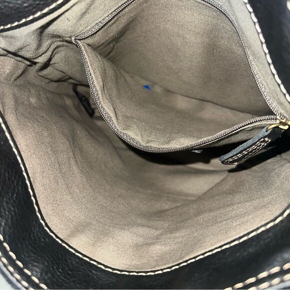 VTG Fossil Pebble Leather Black Messenger Crossbody Shoulder Purse Bag - Picture 11 of 16